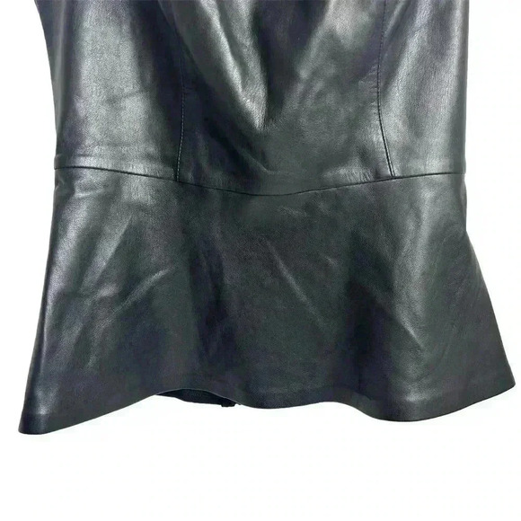 Bar III Women's Sleeveless Peplum Top Black Size S Casual Faux leather Blouse - Picture 3 of 9